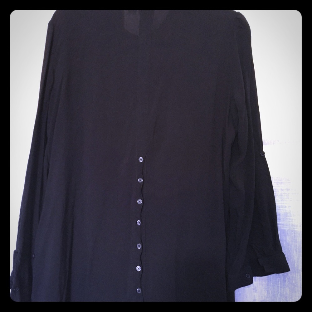 Fun Black Button Down Blouse